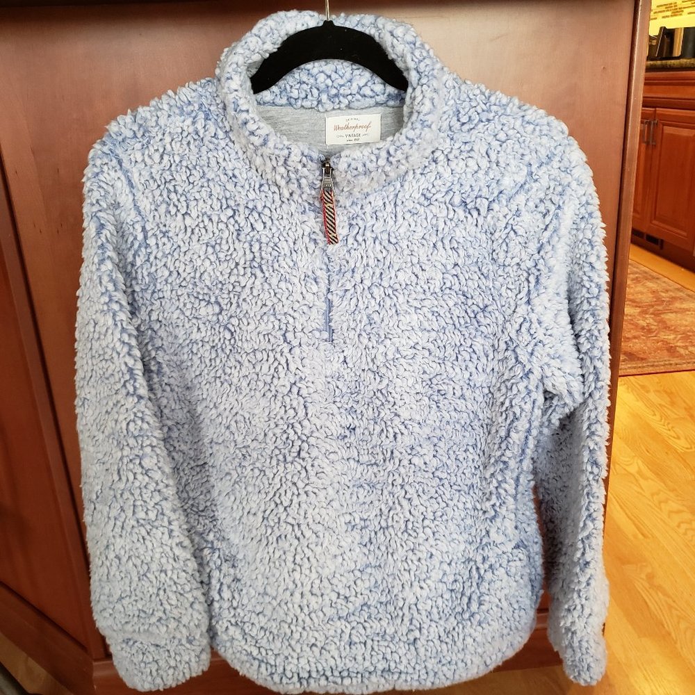 Weatherproof Brand Teddy Bear Sherpa Pullover Jacket Lt Blue, Size M, 1/4 Zipper